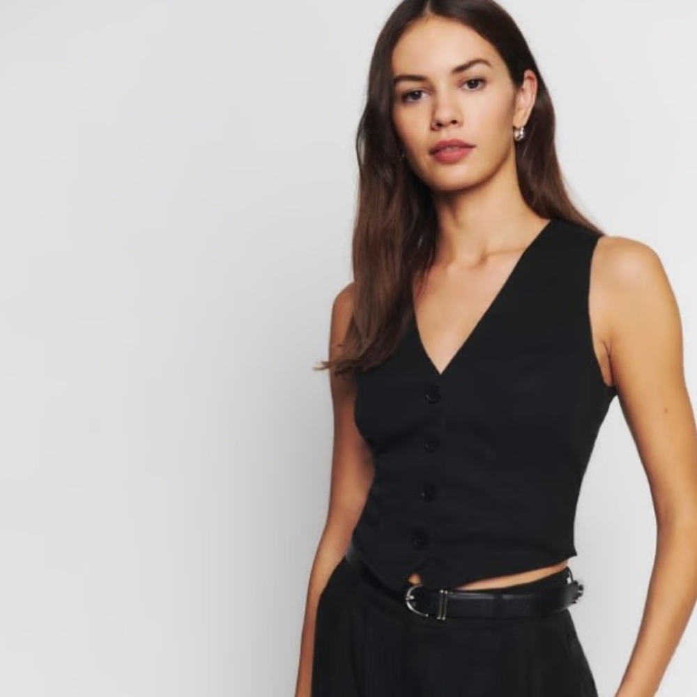 Reformation Black Devin Twill Vest
